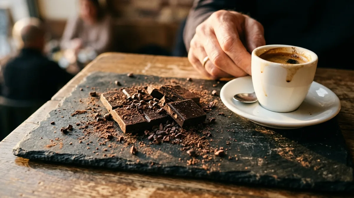 Dark chocolate paired with espresso