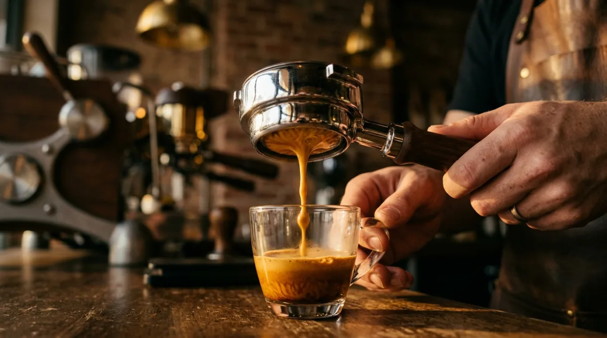 Espresso shot with perfect golden crema