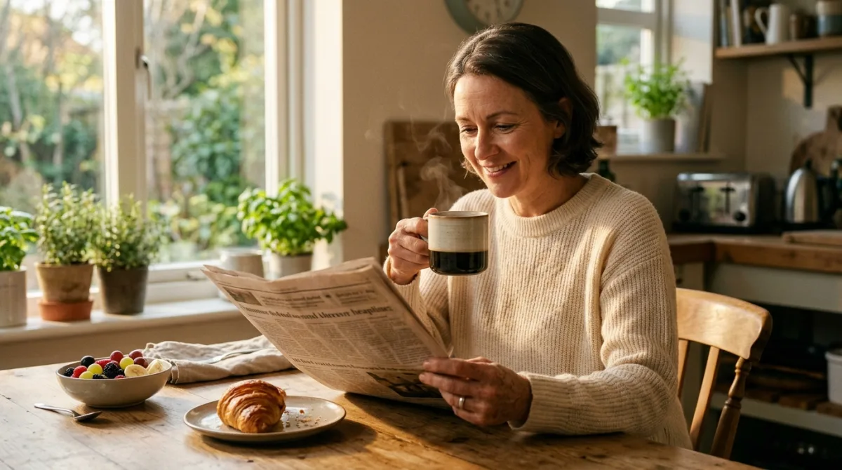A relaxed morning with coffee and breakfast