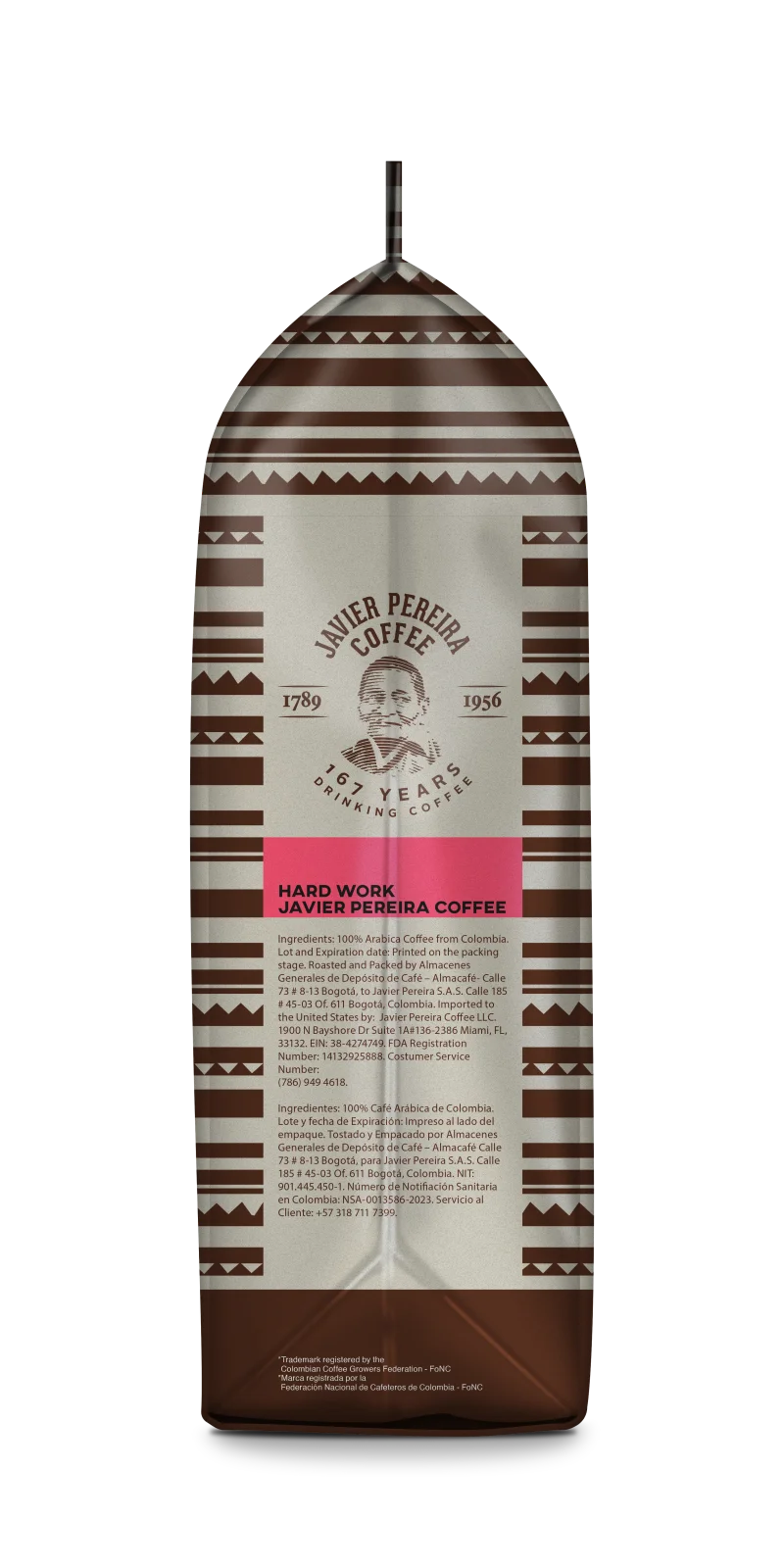 HARD WORK · Intense Colombian coffee